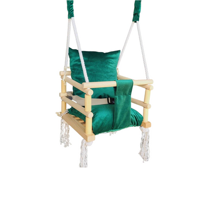 Luxe houten 3 in 1 groene meegroei baby schommel en Kinder schommel – Baby swing – Schommel die meegroeit met je kindje - Schommelstoel - Schommels - Handgemaakt