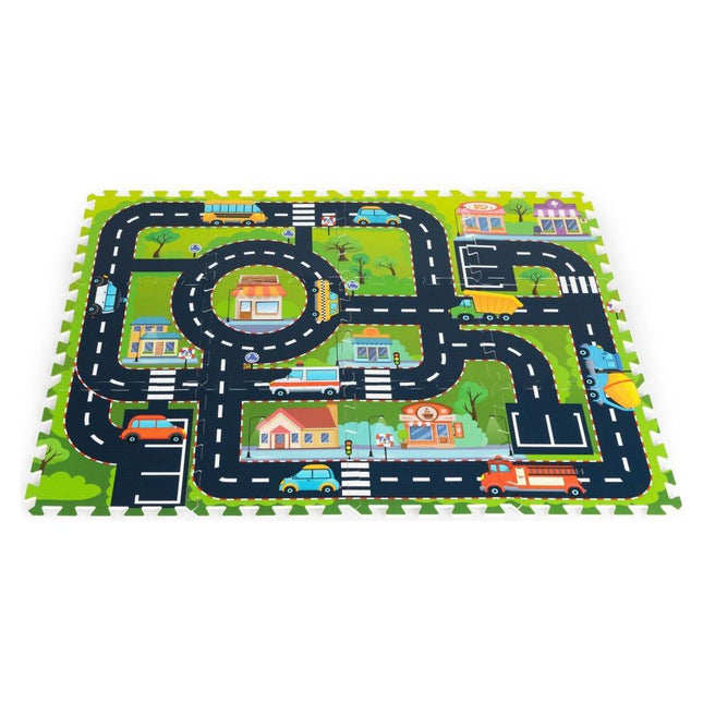 Iplay 12-delige puzzelspeelmat foam stad voor baby en peuter - Vloerpuzzel - 114 x 86 cm