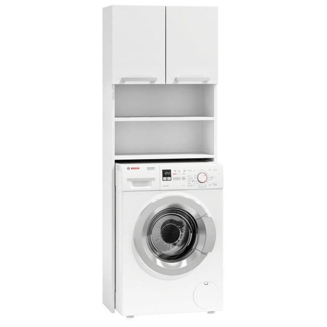 Modern Home wasmachine kast met 2 deuren en 4 planken - Geschikt voor wasmachines van maximaal 89 x 60,8 cm - Wasmachine ombouw - Wit