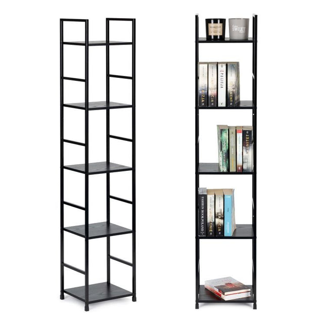 Modern Home industriële loft stijl boekenkast met 5 planken - 144,5 x 23,5 x 29 cm -  Bruin