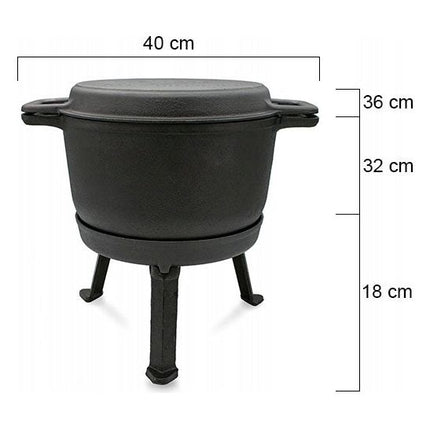 Meyerhoff 2-in-1 Outdoor Dutch Oven Gietijzeren Ketel / Pan 10L met deksel als braadpan - Kampvuur Jachtketel