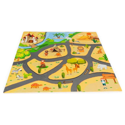 2de kansje Ecotoys 9 delige puzzelspeelmat foam safari voor baby en peuter - Vloerpuzzel inclusief opbergtas - 93,5x93,5cm