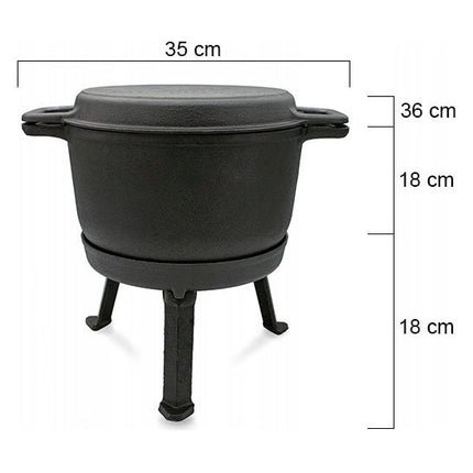 Meyerhoff 2-in-1 Outdoor Dutch Oven Gietijzeren Ketel / Pan 8L met deksel als braadpan - Kampvuur Jachtketel