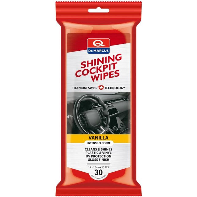 Dr. Marcus Titanium Line Shining Cockpit Wipes - 30 stuks dashboard reinigingsdoekjes - Vanille