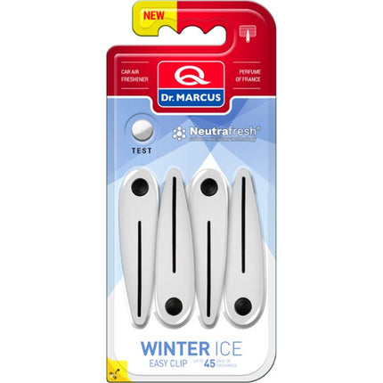 Dr. Marcus Easy Clip Winter Ice luchtverfrisser met neutrafresh technologie - Autogeurtje voor in de auto - Tot 45 dagen geurverspreiding - 4 clips voor 4 sterktes