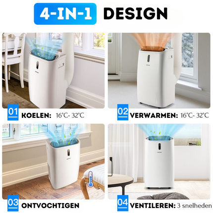 Costway 5-in-1 Mobiele Airco 16000 BTU met WIFI Bediening - Luchtontvochtiger Met Afstandsbediening - Verwarmen & Koelen - Ruimtes Tot 45m²