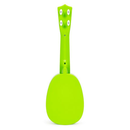 Ecotoys mini kunststof kinder ukelele / gitaar kiwi met 4 snaren 36 x 11.5 x 3.5 cm groen