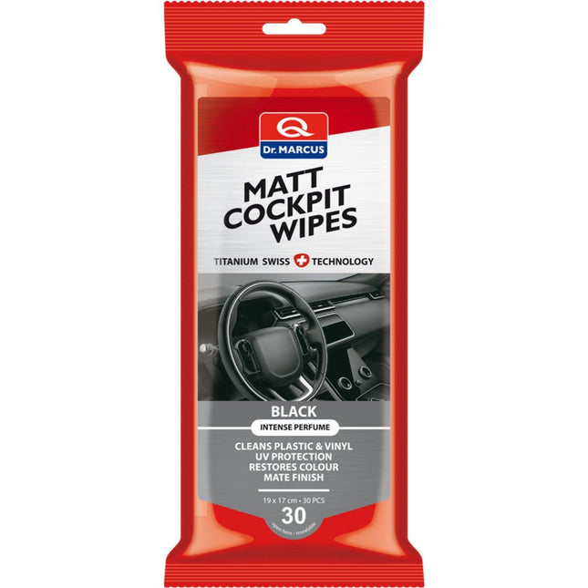 Dr. Marcus Titanium Line Matt Cockpit Wipes - 30 stuks dashboard reinigingsdoekjes - Black