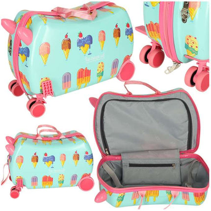 PerPhoenix Ride On Reiskoffer Kinderen ijsjes Motief 45 cm x 31,5 cm x 22 cm - Icecream Design Handbagage op Wielen - Maximaal 20 kg Belasting