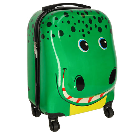 Ikonka lichtgewicht reis koffer voor kinderen - Trolley - Handbagage - Krokodil - 31 cm x 46 cm x 26 cm - Groen