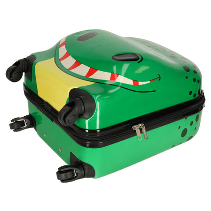 Ikonka lichtgewicht reis koffer voor kinderen - Trolley - Handbagage - Krokodil - 31 cm x 46 cm x 26 cm - Groen