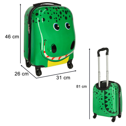 Ikonka lichtgewicht reis koffer voor kinderen - Trolley - Handbagage - Krokodil - 31 cm x 46 cm x 26 cm - Groen