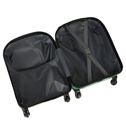 Ikonka lichtgewicht reis koffer voor kinderen - Trolley - Handbagage - Krokodil - 31 cm x 46 cm x 26 cm - Groen