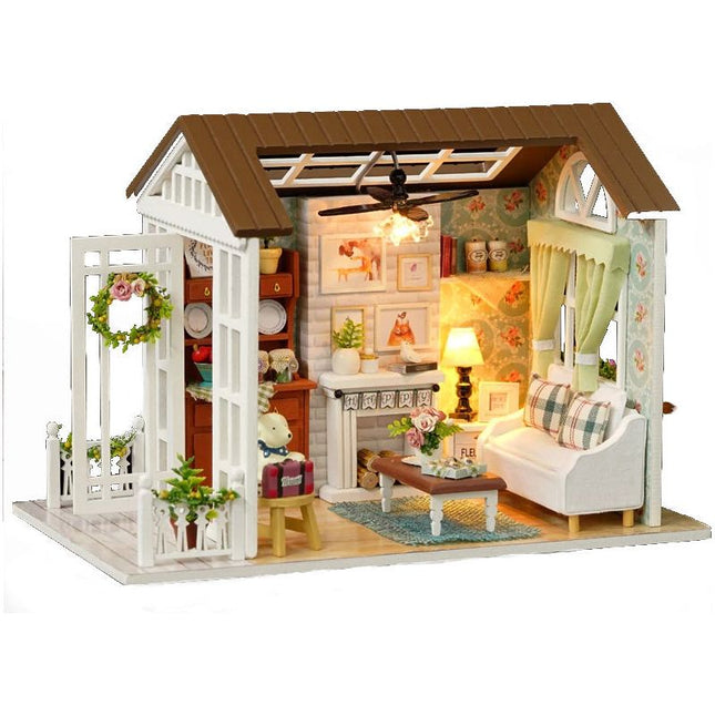 Ikonka DIY Modelbouw Woonkamer - Miniatuurhuisje Happy Times 20,6 cm - Miniatuur Bouwpakket