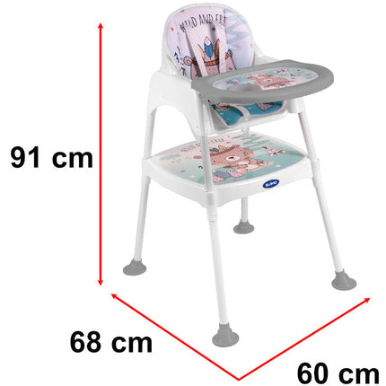 2de kansje Guimo 3 in 1 voedingsstoel / kinderstoel met 5-punts gordel wild & free blauw