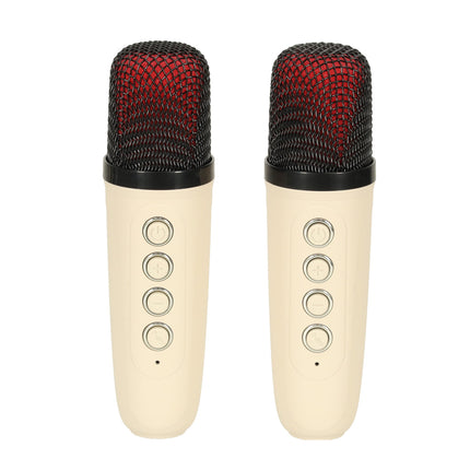 Retro Karaoke Set Met 2 Microfoons - Draagbare Bluetooth USB LED Luidspreker - KaraokeSet - Muziekspeler - Beige