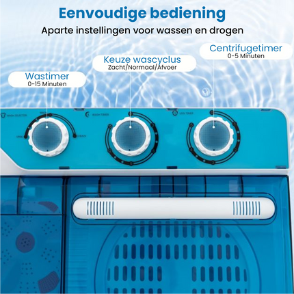 2de kansje Costway XXL Camping Wasmachine met dubbele trommel 7,5 Kg Was & 3 Kg Centrifugecapaciteit - Mini Wasmachine - Blauw