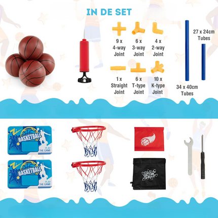 Costway Basketbal Arcade Spel voor Kinderen Dual Shot - Basketbalstandaard met 2 Manden - Inclusief 4 Basketballen En Pomp - 90 x 90 x 140 cm