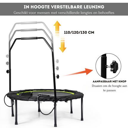 2de kansje Costway Opvouwbare Fitness Trampoline Met Weerstandsbanden - Mini Trampoline - Verstelbaar Zwart/Groen Ø102 cm