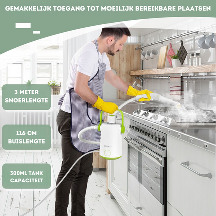 Costway Handstoomreiniger 1000 W - 300 ml Watercapaciteit - 10 Accessoiresets Stoomreiniger voor Tapijten Ramen Bekleding Groen + Wit