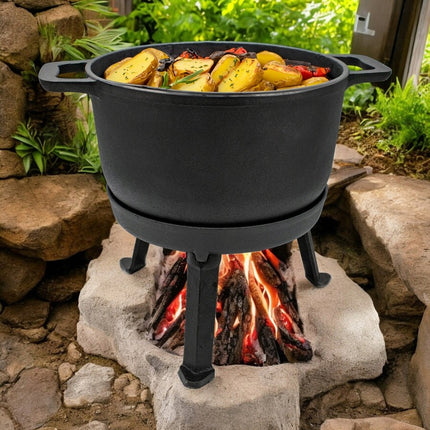 Meyerhoff 2-in-1 Outdoor Dutch Oven Gietijzeren Ketel / Pan 10L met deksel als braadpan - Kampvuur Jachtketel