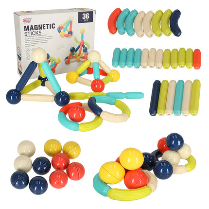 36 Delige Magnetische Staafjes Bouwset - Constructiespeelgoed - STEM Speelgoed - Montessori Speelgoed - Magnetische Bouwblokken - Educatief Speelgoed - Vanaf 3 Jaar