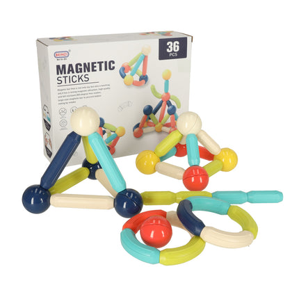 36 Delige Magnetische Staafjes Bouwset - Constructiespeelgoed - STEM Speelgoed - Montessori Speelgoed - Magnetische Bouwblokken - Educatief Speelgoed - Vanaf 3 Jaar