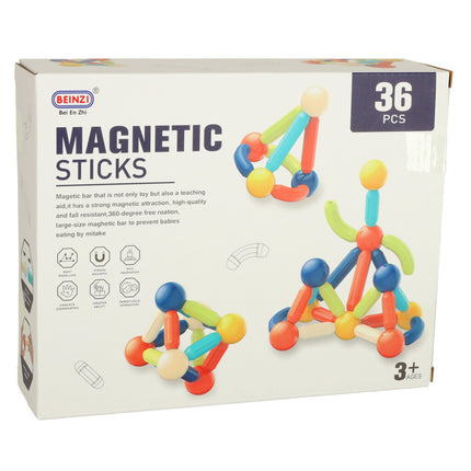 36 Delige Magnetische Staafjes Bouwset - Constructiespeelgoed - STEM Speelgoed - Montessori Speelgoed - Magnetische Bouwblokken - Educatief Speelgoed - Vanaf 3 Jaar