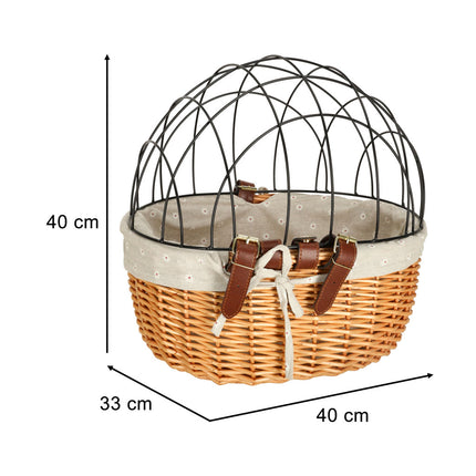 Ikonka Rieten Fietsmand Drager Met Metalen Rooster Voor Hond Of Kat - Fietsmand Katten - Fietsmand Honden - Drager Huisdieren - Bruin