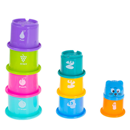 Educatieve Stapeltoren Kopjes - Toren - Piramide - Cijfers en Fruit - Stacking Cups - Stapelbekers Kinderspeelgoed - Multi-color