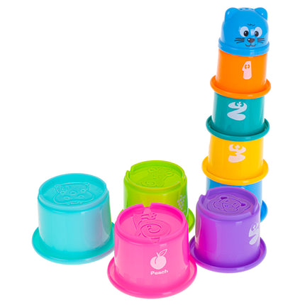 Educatieve Stapeltoren Kopjes - Toren - Piramide - Cijfers en Fruit - Stacking Cups - Stapelbekers Kinderspeelgoed - Multi-color