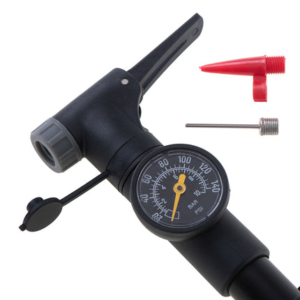 L-BRNO hand fietspomp met manometer en fietshouder 32,5 x 4 x 10 cm zwart