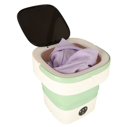 Ikonka Mini Draagbare Kleine Opvouwbare Reiswasser Wasmachine - Kleding & Lingerie - 11L - Groen