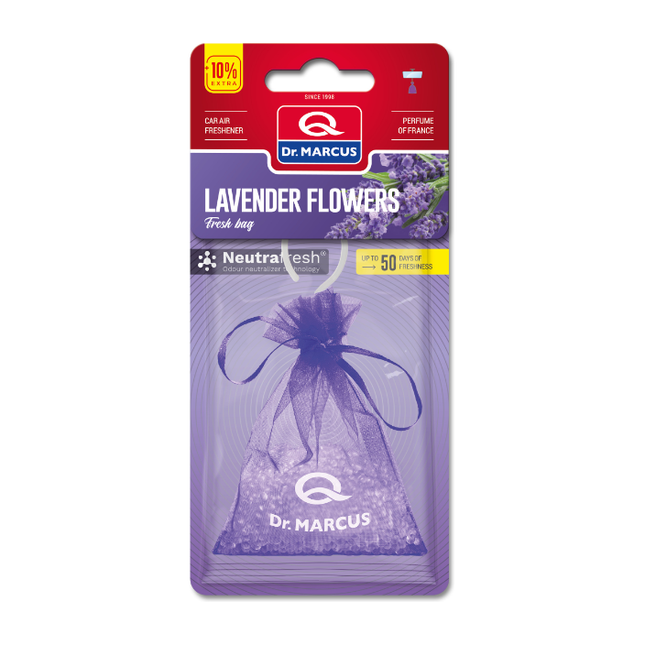 Dr. Marcus Lavender Flowers Fresh bag luchtverfrisser met neutrafresh technologie - Geurhanger - Tot 50 dagen geurverspreiding - 20 Gram