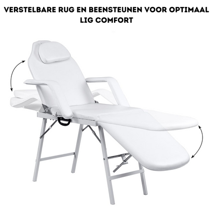 Costway Opvouwbare Cosmetische Behandelstoel 225 kg Draagvermogen Wit - Massagestoel Inclusief Draagtas - 182 x 77,5 x 68 cm