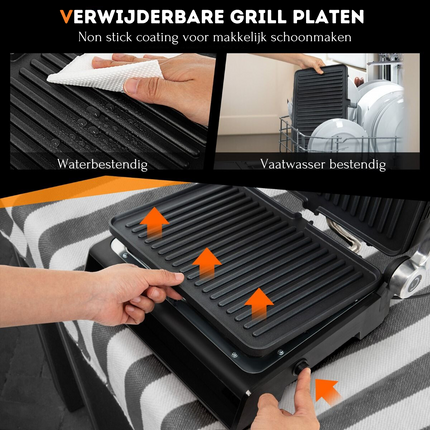 Trendmix XL Contactgrill Sandwichmaker - Elektrische Grill Multigrill Tafelgrill met Led-Display 230 °C - Antiaanbaklaag - Zwart