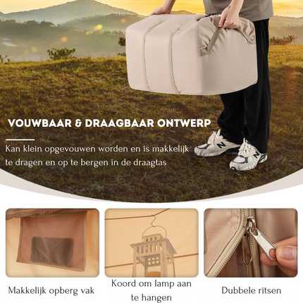 Trendmix Opblaasbare Tent Voor 4 Tot 6 Personen Beige - Kampeertent met Muskietennet - Wind- en waterdichte Katoenen Tent - 295 x 202 x 200 cm