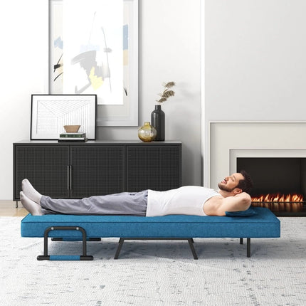 Costway 4-in-1 Uitklapbare Slaapstoel Belastbaar Tot 150 kg Blauw - Inklapbare Slaapbank Met 6 Standen Verstelbare Rugleuning - Modern Design Logeerbed - Slaapfauteuil