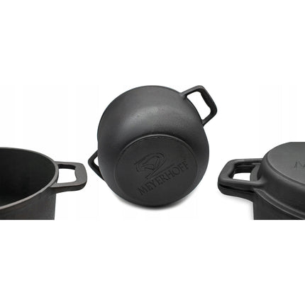 Meyerhoff 2-in-1 Outdoor Dutch Oven Gietijzeren Ketel / Pan 8L met deksel als braadpan - Kampvuur Jachtketel