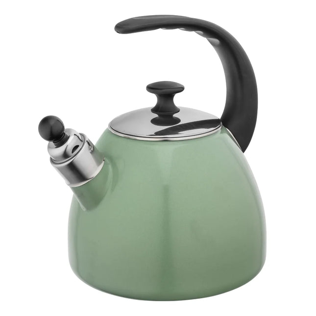 Altom Design Balbina exclusieve fluitketel Emaille 2.5 Liter - Retro Waterketel - Geschikt voor alle warmtebronnen - Groen