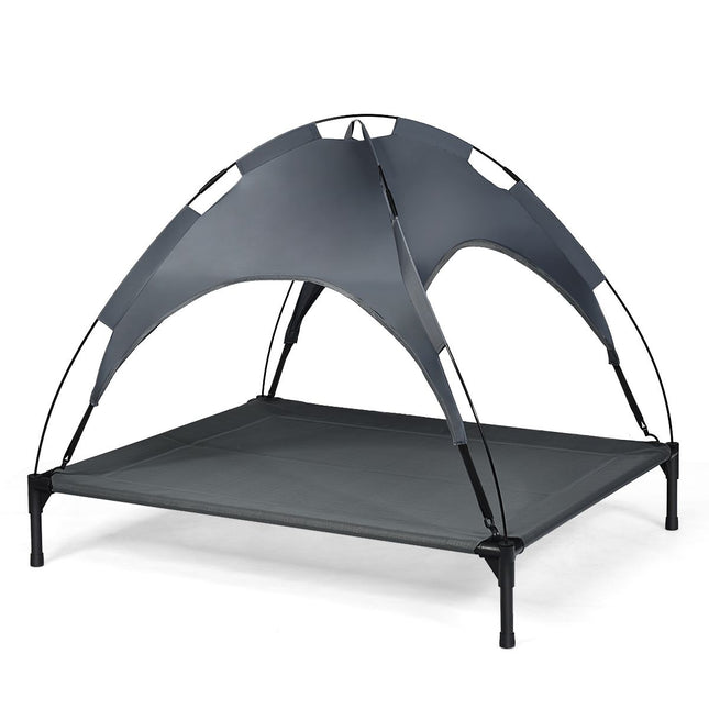 Trendmix Verhoogd Hondenbed Met Luifel - Hondenligstoel Huisdierbed Tent - Belastbaar tot 20 kg - Grijs 105 x 87 x 89 cm