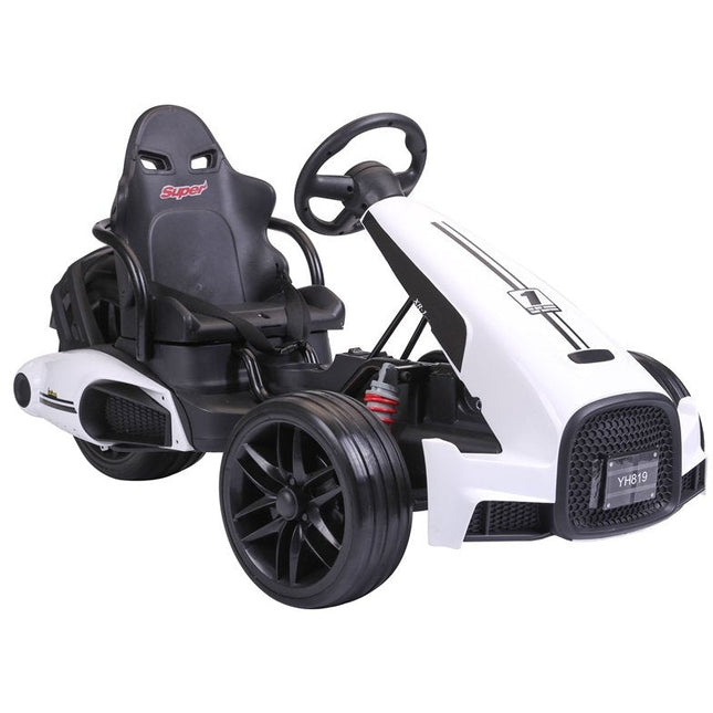 Elektrische go kart voor kinderen van 3 tot 5 jaar - Accu go-cart tot 35kg max 3-5km/h wit - 12V 2 x 45W