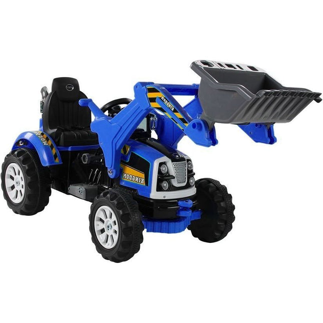 Elektrische ride-on kinder tractor met voorlader - Accu tractor voor kinderen tot 30kg max 3-6 km/h Blauw - bulldozer