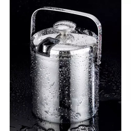 Ruhhy ijsemmer met tang, lepel en deksel 1,3 liter RVS