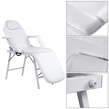 Costway Opvouwbare Cosmetische Behandelstoel 225 kg Draagvermogen Wit - Massagestoel Inclusief Draagtas - 182 x 77,5 x 68 cm