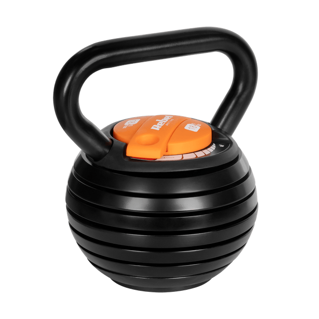 Rebel Active Verstelbare Gietijzeren Kettlebell 3,5 - 18 kg - Fitness Kettlebell - Krachttraining & Conditie - Zwart