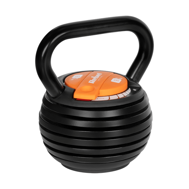 Rebel Active Verstelbare Gietijzeren Kettlebell 2,3 - 9 kg - Fitness Kettlebell - Krachttraining & Conditie - Zwart