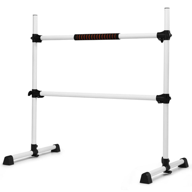 Costway Draagbare Verstelbare Ballet Barre - Dubbele Fitness Balletstang - Dans Ballet Barre - 124 x 71 x 120 cm Wit