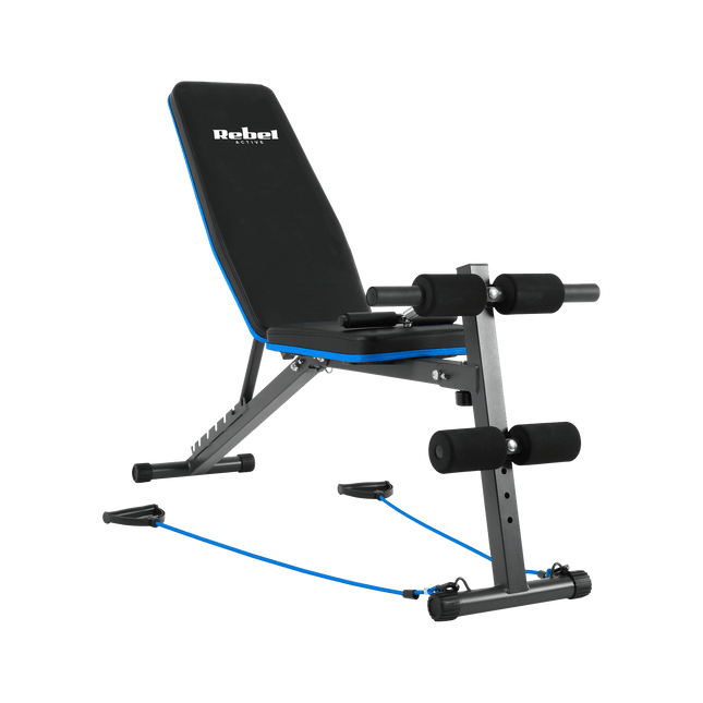 Rebel Active Schuine Trainingsbank met Beensteunen en Weerstandsbanden - Fitnessbank - Verstelbare Trainingsbank - Bench Press - Halterbank