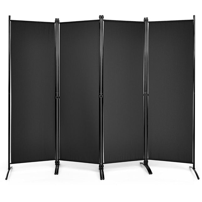 Costway Metalen Room Divider Kamerscherm  - Opvouwbare Binnenwand Met Stabiele Voeten - Kamerscherm Panelen voor Thuis en Kantoor 220 x 173 cm - Zwart